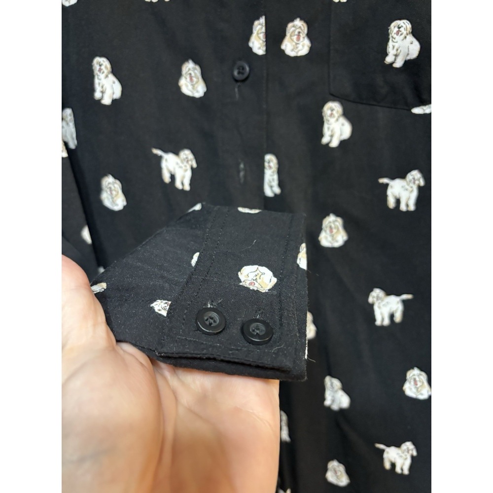 Torrid Women's Long Sleeve Button Down Shirt Black With White Dogs‎ Size 00 Fun - Picture 6 of 8